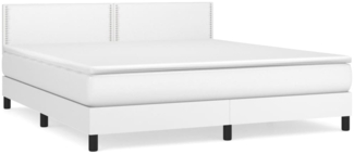 vidaXL Boxspringbett mit Matratze Weiß 160x200 cm Kunstleder 3141072