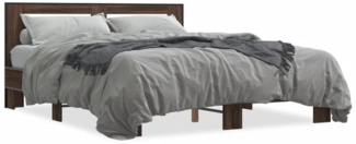 vidaXL Bettgestell Braun Eichen-Optik 150x200 cm Holzwerkstoff Metall 3280101