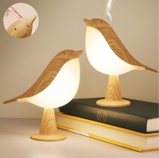 Sunicol LED Nachtlicht Touch Dimmbar, 3 Modi LED Tischlampe Vogel Leselicht mit Aromatherapie, Aufladen, Kinder Baby Schreibtischlampe für Schlafzimmer, Warmweißes