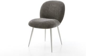 Esszimmerstuhl Nube-Flex Bouclé Soft Schlamm 4-Fuß konisch Edelstahl Taschenfederkern