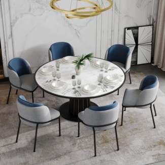 HAUSS SPOLE Esszimmerstuhl 6er-set Küchenstühle Relaxsessel mit Verstellbare Füße,Polsterstuhl (Eleganter Esszimmerstuhl mit ergonomischer Rückenlehne und verstellbaren Füßen – Massivholzrahmen, Anti-Kipp-Design, nordisches Design für Büro, 6 St), mit ...