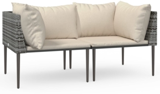 vidaXL Garten-Ecksofas mit Kissen 2 Stk. Grau Poly Rattan 364126