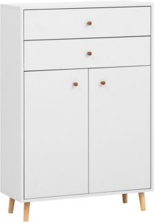 Schildmeyer Midischrank Bjarne, Breite 77 cm Mit Metallbeschlägen, Griffe und Möbelfüße aus Massivholz