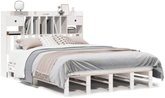 vidaXL Massivholzbett mit Regal ohne Matratze Weiß 140x190 cm Kiefer 3323987