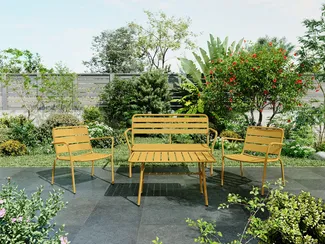Vente-unique - MIRMANDE Gartensitzgruppe Metall Gelb - B 58 cm50 cm67,5 cm x H 82 cm47 cm71,5 cm x L 123 cm89 cm60 cm