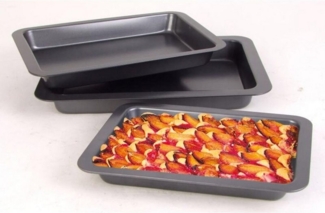 Kuchenblech 3er Set Kuchen Blech Backblech Küchenhelfer Küche backen Haushalt