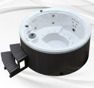 XXL Luxus LED Whirlpool 208x208 rund SPA Hot Tub+Ozon Outdoor+Indoor 4 Personen