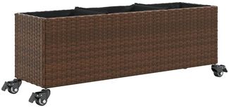 vidaXL Pflanzkübel mit Rollen 3 Töpfe Braun 107x32x38 cm Poly-Rattan 366420