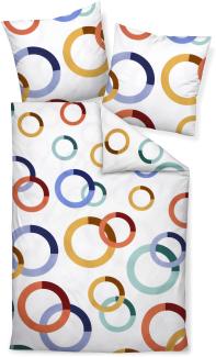 Janine Modern Art Mako-Satin Bettwäsche 135x200 Kreise Ringe Retro bunt 42126-02