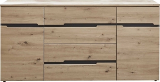 Sideboard Melanie / Memphis , Holzwerkstoff , Holzfarben , 165 x 82 x 44 cm