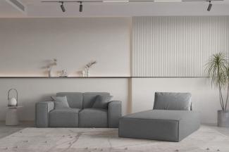 Sofa Set 2-teilig Sezlong und Sofa 2-Sitzer CELES PREMIUM Stoff Ascot Bukla Grau