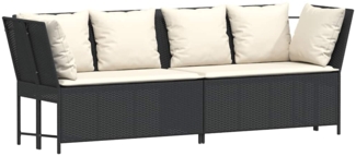 vidaXL Gartensofa mit Kissen Schwarz Poly Rattan 4104121