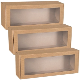 Sarcia. eu Geschenkbox Rechteckige Schachtel mit Sichtfenster, Geschenkbox 40x15x10 cm x3
