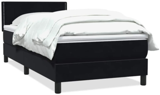 vidaXL Boxspringbett mit Matratze Schwarz 80x220 cm Samt 3316139