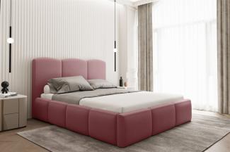 Polsterbett Doppelbett DUNIA in Stoff Opera Velvet Salmon 180x200cm