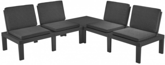 Dmora Outdoor-Lounge-Set Ermes, Gartenkomposition mit 4 Sitzen mit Rückenlehne und 1 Multifunktionsmodul, Lounge mit Kissen, 100 % Made in Italy, Anthrazit