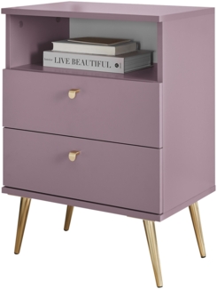 Nachtkommode >Laila< in Pflaume, Melamin - 50x70x34cm (BxHxT)