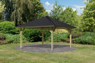 Pavillon-Set Holm 1 mit Rechteckschindeln schwarz, 359x359 cm CLASSIC kdi, Karibu