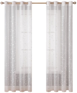 BYSURE Vorhang (2 St), Ösen, transparent, Voile, Boho Blumen Gardinen