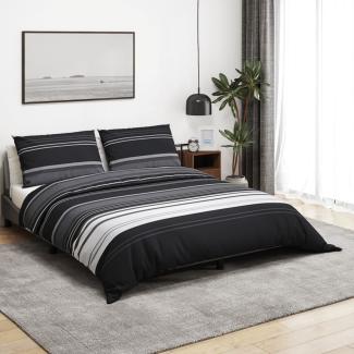 vidaXL Bettwäsche-Set Schwarz und Weiß 260x240 cm Baumwolle 136498