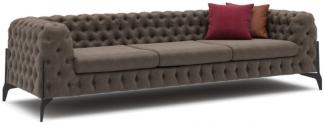 Casa Padrino Luxus Chesterfield Sofa Grau / Schwarz 269x91 x H. 62 cm