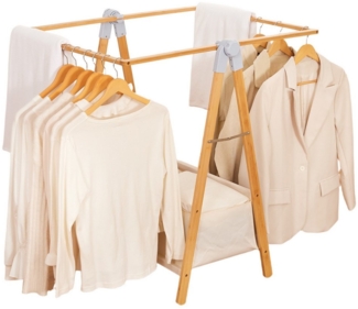 Yorbay Wäscheständer 2-in-1 Design: Wäscheständer und Kleiderständer mit Aufbewahrungsbox, Klappbar Kleiderstange for Balkon, Terrasse, Waschküche, Flur