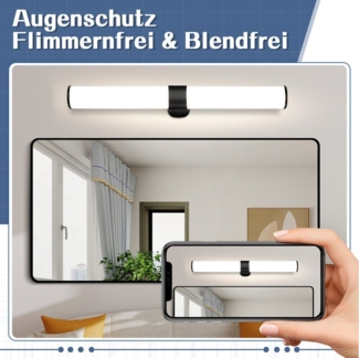 ZMH LED Spiegelleuchte Schwarz 60CM 8W leuchte Wandlampe Schlafzimmer, Augenschutz, Einfache Installtion, LED fest integriert, 4000K