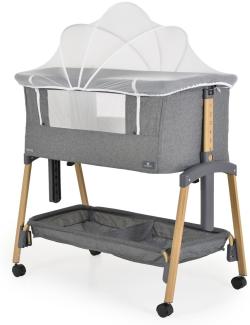 Cangaroo Babybett, Beistellbett Adoro, verstellbar, Matratze, Moskitonetz, Räder grau