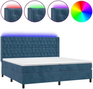 vidaXL Boxspringbett mit Matratze & LED Dunkelblau 200x200 cm Samt 3139767