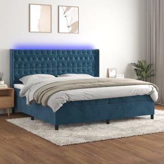 vidaXL Boxspringbett mit Matratze & LED Dunkelblau 200x200 cm Samt 3139767