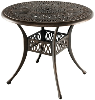 COSTWAY Bistrotisch Gartentisch, rund, φ90 cm, mit Schirmloch, aus Alu