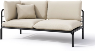 Selsey 'Worcully' Garten-Chaiselongue, wasserabweisend, beige/schwarzes Gestell ca. 80 x 147 x 80 cm