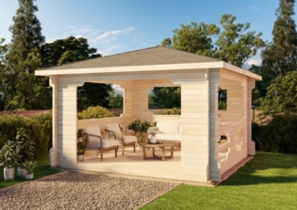 Alpholz Gartenpavillon Modell Ibiza Gartenpavillon aus Holz Gartenhütte Gartenlaube