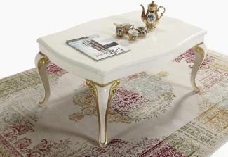 Casa Padrino Barock Couchtisch Creme / Gold 105 x 74 x H. 50 cm - Rechteckiger Wohnzimmertisch im Barockstil - Barock Möbel