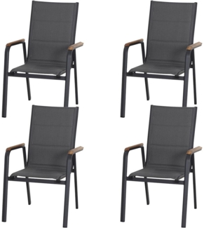 SIENA GARDEN Tesoro Stapelsessel 4er-Set FSC Alu, Textil, Teak FSC 100 %