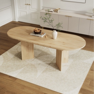 OKWISH Esstisch für 4–6 Personen (Küchentisch, 1-St, Ausziehbarer, 120/160 * 80 cm), mit abgerundeten Ecken, verdickte Tischplatte