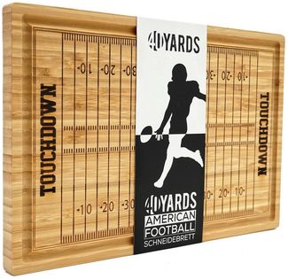 40YARDS Schneidebrett American Football Schneidebrett mit eingraviertem Football Spielfeld, Bambus Holz, (1-St), (38 x 25 x 2 cm) - mit Saftrille für Fleisch & Gemüse