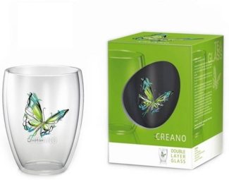 Creano Teeglas Creano doppelwandiges Tee-Glas, Latte Macchiato, Thermobecher Schmette, Glas, 1x bedrucktes Glas