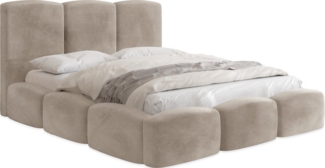 WFL GROUP Polsterbett Harmony (Modernes Polsterbett mit Bettkasten, Lattenrost aus Holz, 120x200 cm)