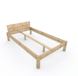 Pfostenbett "metallarm" Zirbe Holzbett "Daybett" 120 x 200cm 38cm Einzelbett