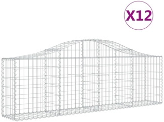 vidaXL Gabionen mit Hochbogen 12 Stk. 200x30x60/80 cm Verzinktes Eisen 3145398