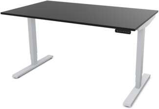 ASSMANN Elektrisch höhenverstellbarer Schreibtisch Y-Line 120x70cm Schwarz Weißaluminium Metall Holz Melaminoberfläche