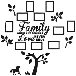 Coonoor 3D-Wandtattoo Familienstammbaum Wandaufkleber mit Foto-Rahmen, 3D Acryl Spiegel Aufkleber, DIY Zitate Wandkunst, abnehmbar