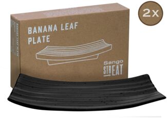 CreaTable 33961 Serviergeschirr Streat Food für 2 Personen, Steinzeug, schwarz (1 Set, 2-teilig)