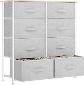 YITAHOME Kommode Schrank 8 Schubladen Stoff Hellgrau Modern Schlafzimmer
