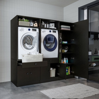 Roomart Waschmaschinenumbauschrank (Waschmaschinenschrank Trocknerschrank mit Schrankaufsätzen Waschturm)
