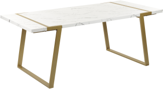 Esstisch MARTYNIKA 200 cm 90 cm Marmor Optik Weiß