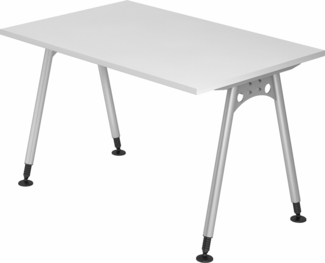 bümö manuell höhenverstellbarer Schreibtisch 120x80 cm in weiß - PC Tisch höhenverstellbar & klein, höhenverstellbarer Tisch Büro, kleiner Computertisch verstellbar, A-Serie, AS-12-W