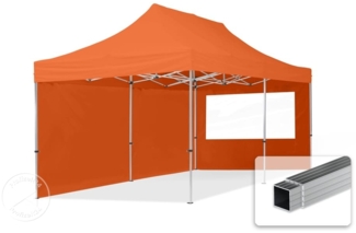 3x6 m Faltpavillon, ECONOMY Alu 32mm, Seitenteile mit Panoramafenstern, orange