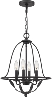 Quoizel QZ-BRADBURY-4P-GK Hängeleuchte Bradbury E14 40W Stahl; aschengrau B:40. 5cm Ø40. 5cm dimmbar höhenverstellbar